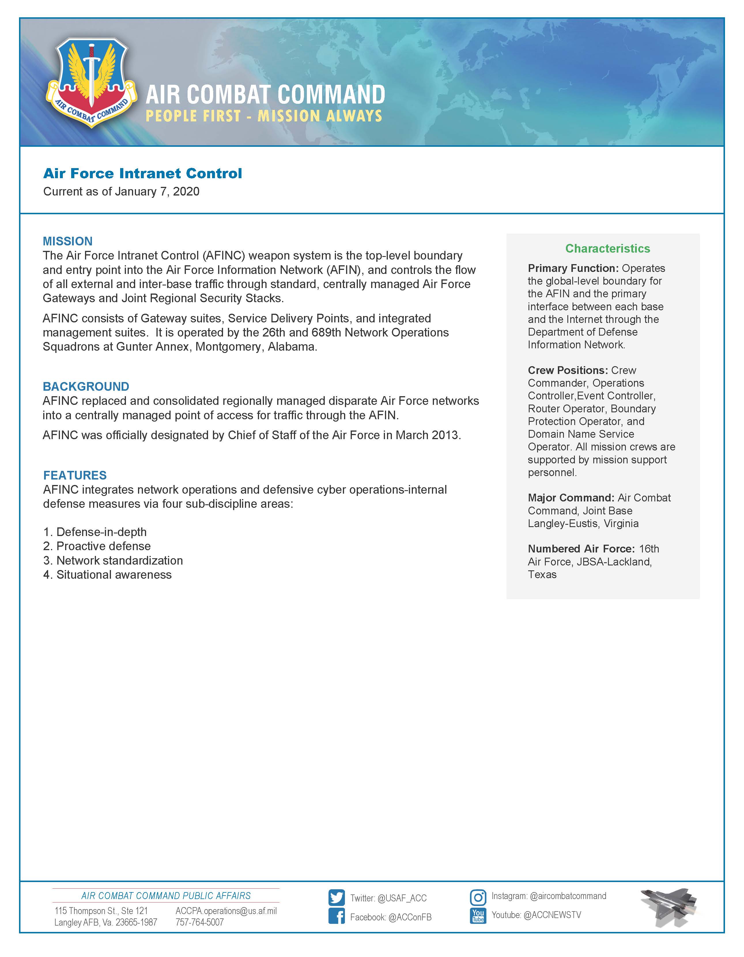 Air Force Intranet Control Fact Sheet