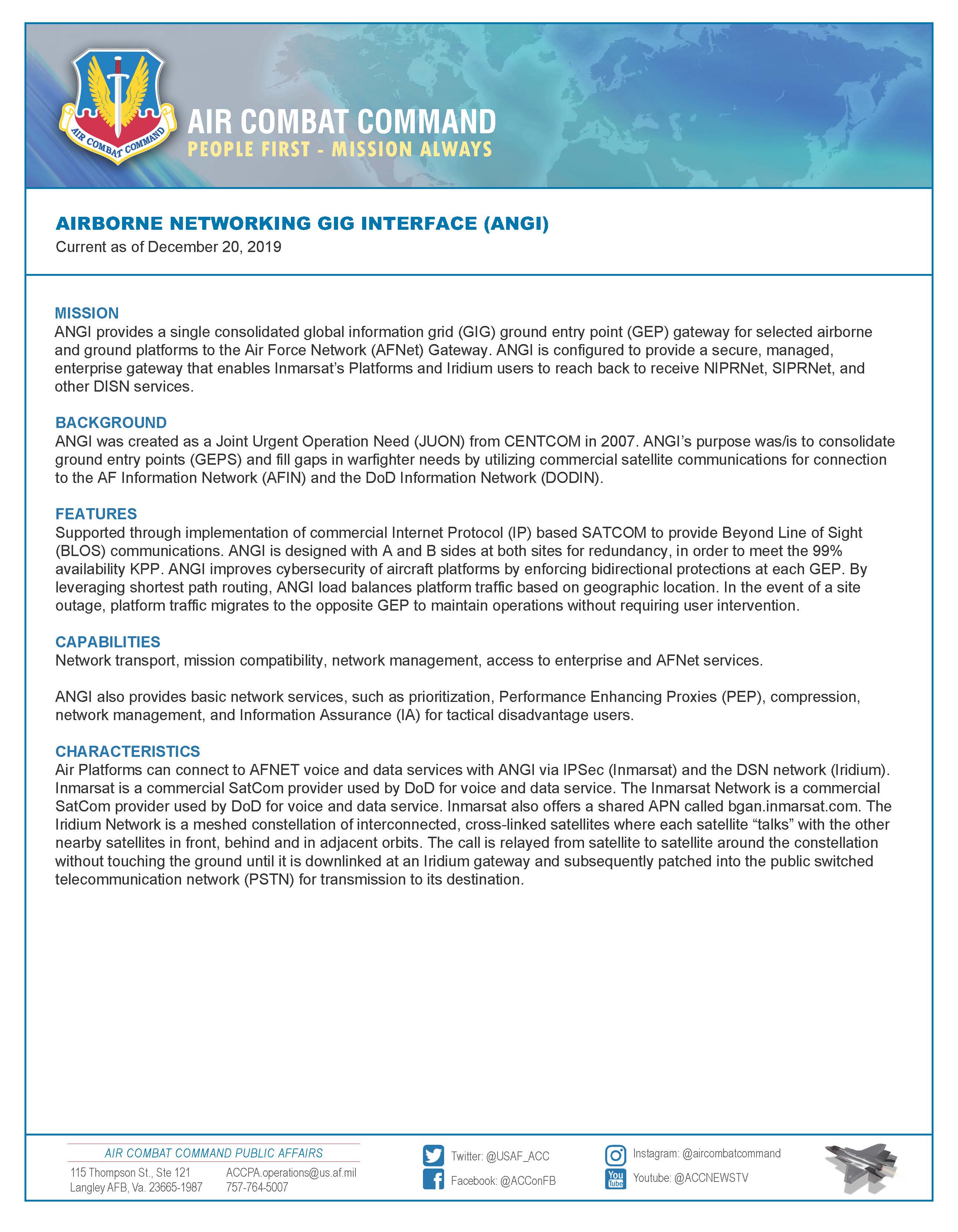 Airborne Networking GIG Interface Fact Sheet